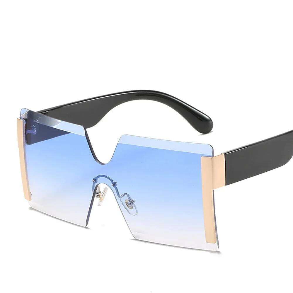 Fashion Oversized Square Rimless Sunglasses Women Brand Designer Flat Top Big Sun Glasses Female One Piece Travel Gafa de sol Y260207