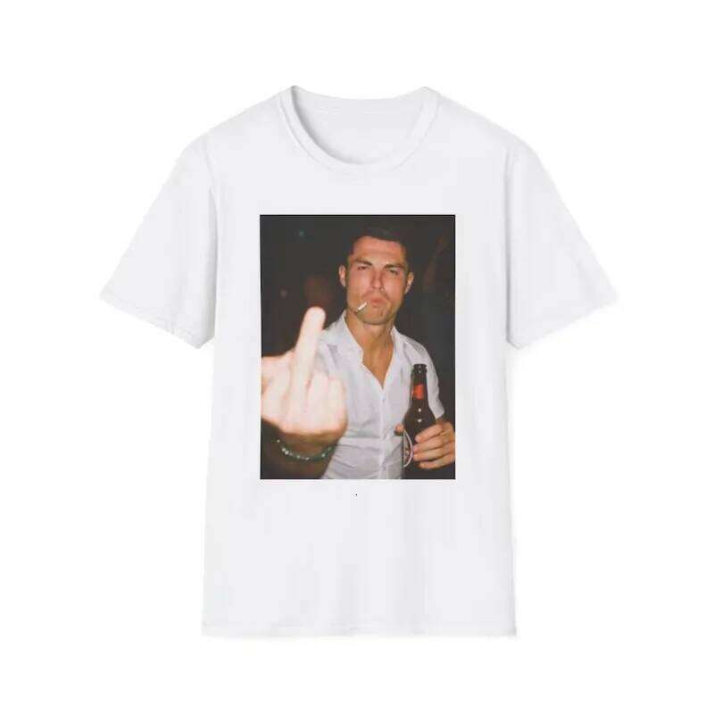 Casual & Gesture Tee, Middle Finger Graphic Shirt with Beer Bottle Unapologetic Attitude Top for Relaxed Street Style C260207