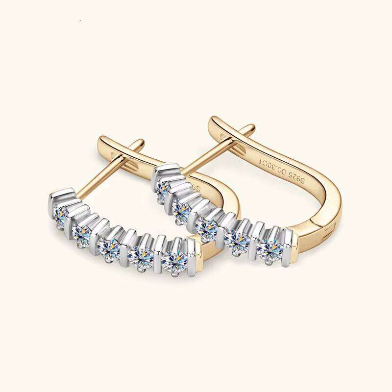 Fashion 925 Sterling Silver 18 K Gold Plated Claw Setting Round Cut 0.6Ct VVS GRA Moissanite Anti Tarnish Jewelry Hoop Earrings
