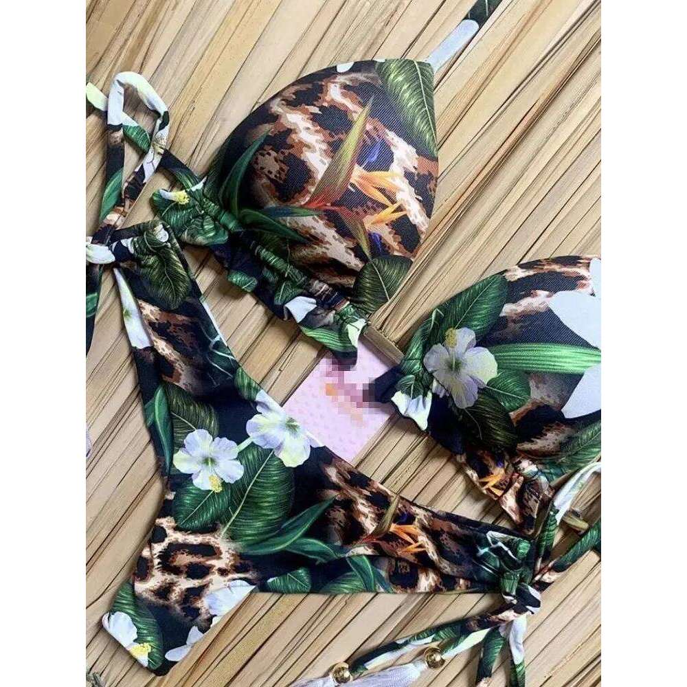 2020 New Bikinis Women Swimsuit Cross Bandage Swimwear Push Up Bikini Set Beach Bathing Suit Brazilian Biquni Print C260207