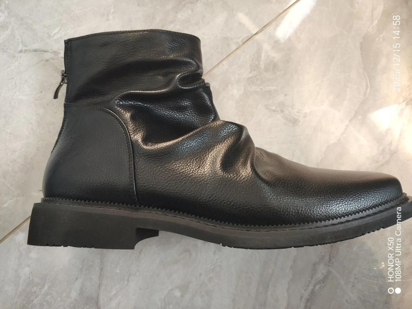 2025 Selling Mens Trendy British Style Large Size Square Toe MidCut Back Zipper Casual Chelsea Boots 260208