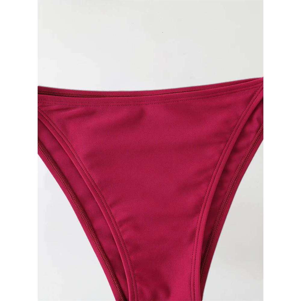 2Pcs/Set Women Thong Set Side Lace-up Sexy Swimsuit Bandage Neck Tie Swimwear Adjustable Brazilian Style Bikini Underwear C260207