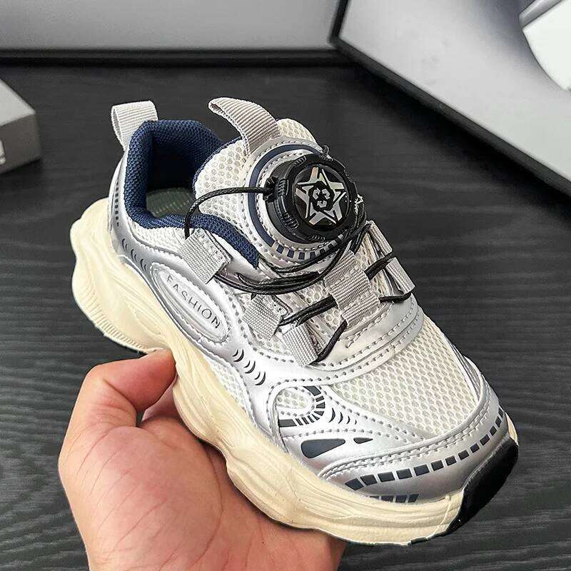 Children's Sneakers 3-18 Years Old Beige Breathable Boys and Girls Silver Hundred Non-slip Kids Casual Baby Shoes H260207
