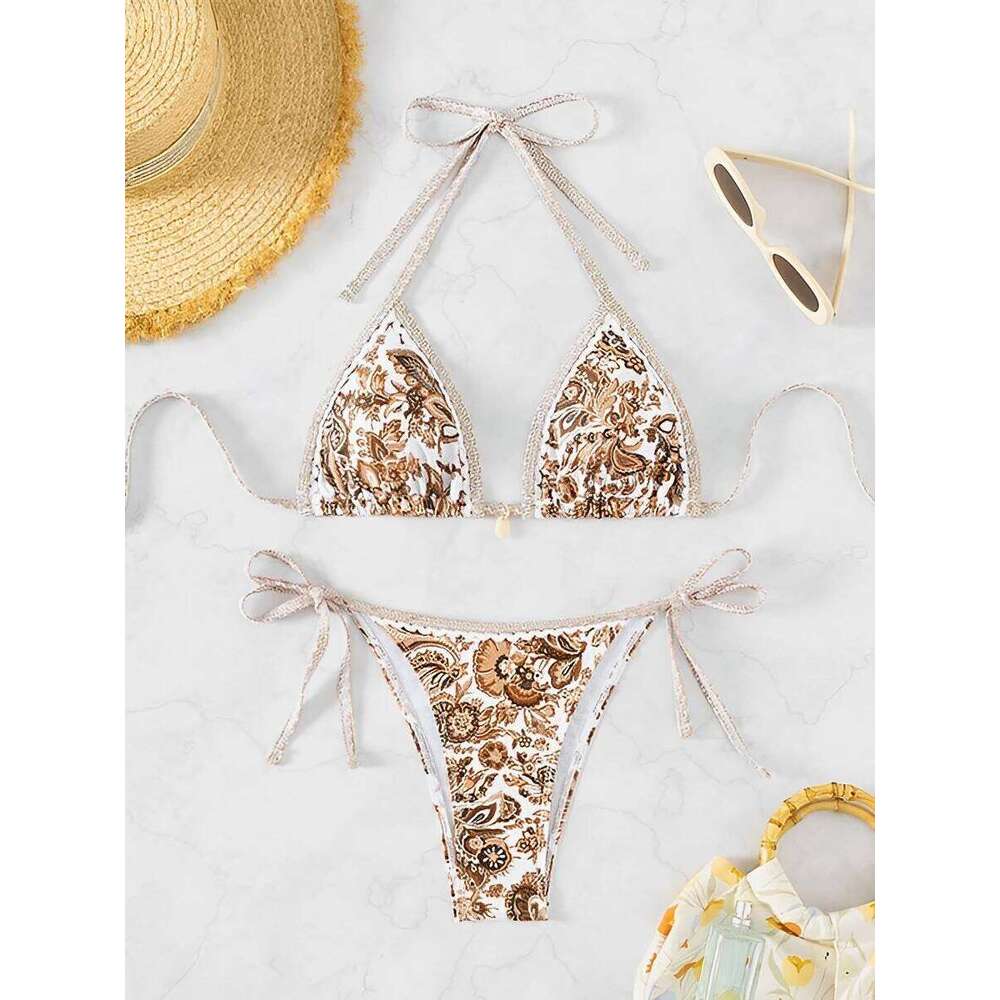 2025 Halter String Triangle Two Piece Bikini Women Swimwear Female Swimsuit Bathers Bathing Swimming Suit Beachwear Summer C260207