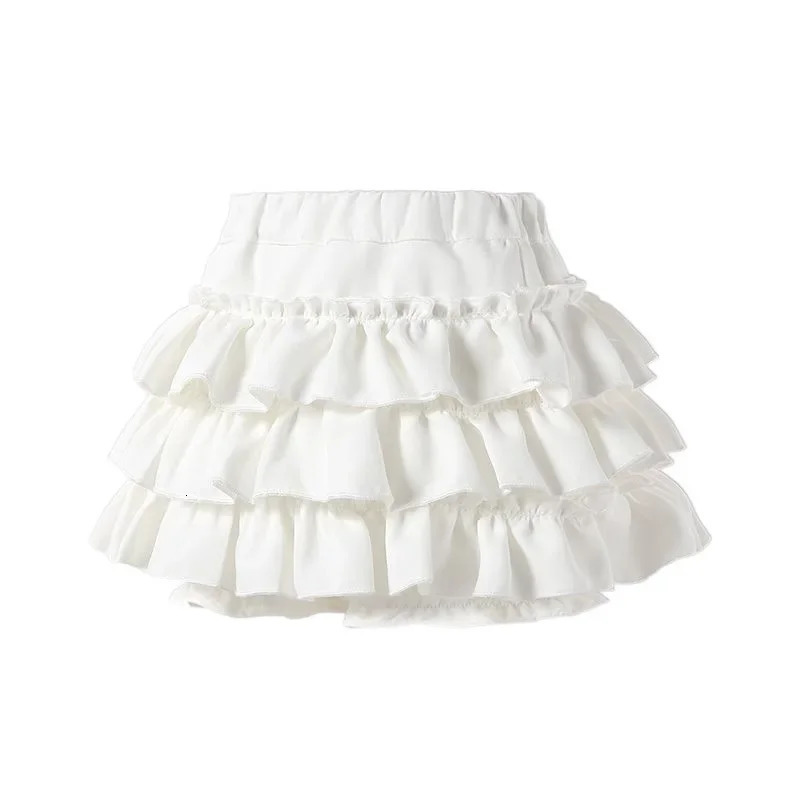 Summer Baby Girls Cake Skirts Solid Elastic Waist Children Girl Pleated High Quality Preppy Style Junior Dance Skirt 260207
