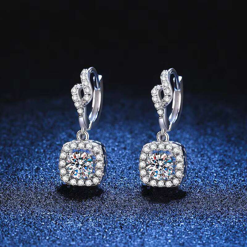 S925 Sterling Silver Moissanite Full Diamond Earrings Luxury Fine Jewelry