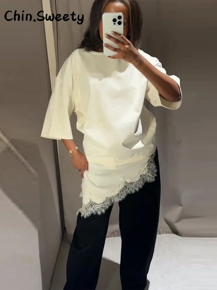 Elegant Satin Asymmetric Lace Patchwork Long Dress Women Solid V-neck Sleeveless Sling Dresses 2025 Autumn Lady High Street Robe 260122