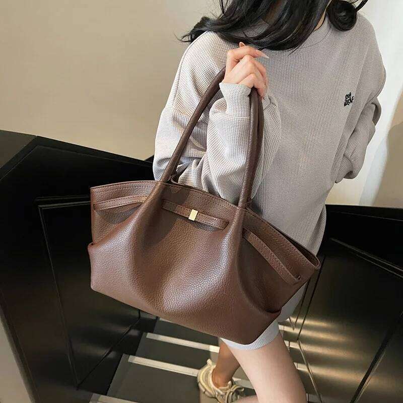 Luxury Fashion Niche Design Soft PU Leather Tote Spacious Capacity Women's Shoulder Crossbody Bag Commuting Travel C260207