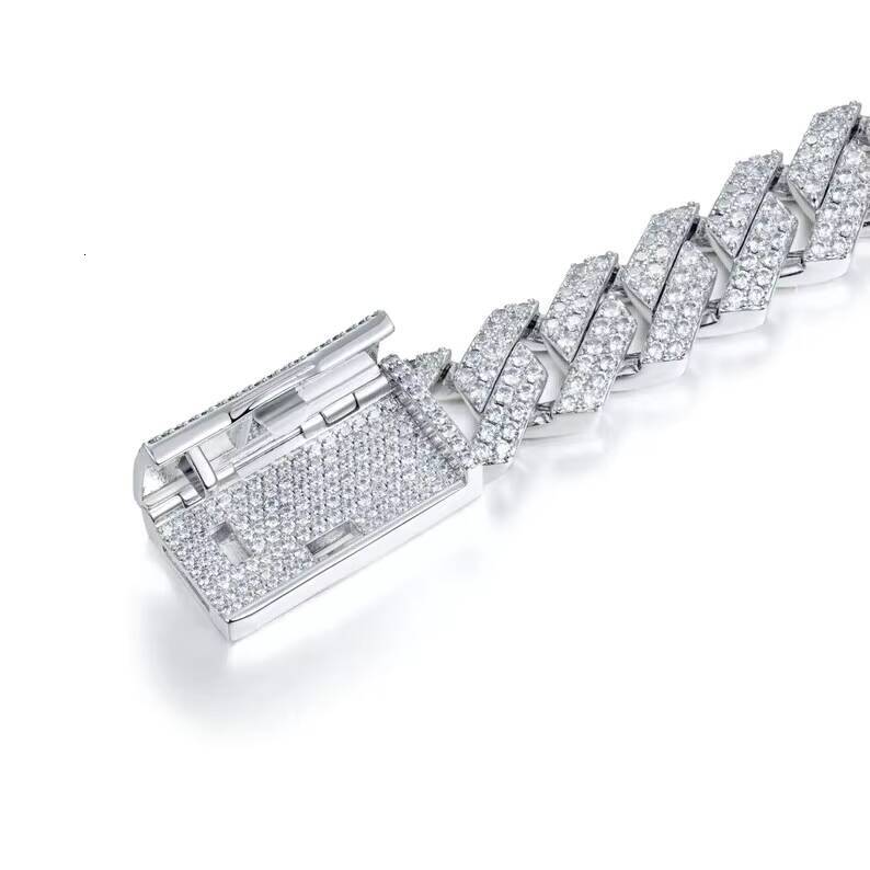High Quality Iced Moissanite VVS1 Cuban Link Chain 925 Sterling Silver Plated Nickel-Free Lead-Free GIA Certified Hip Hop