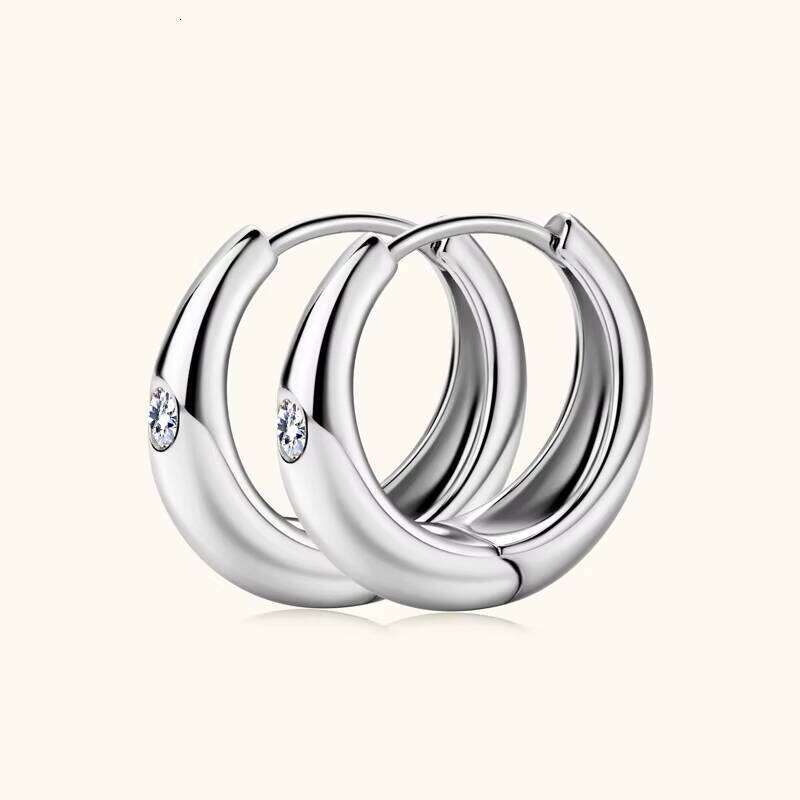 Newest Fine Jewelry Hypoallergenic 925 Sterling Silver Moissanite Hoop Earrings For Gift