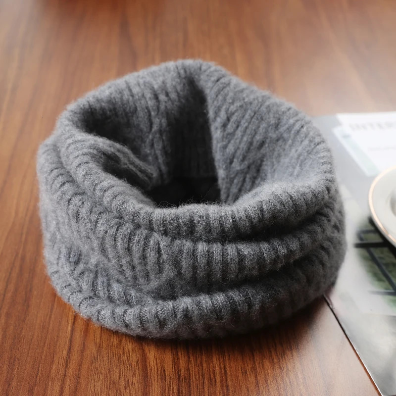 100Wool Ring Scarf for WomenMen Autumn Winter Soft Warm Cashmere Scarves Fashion Turtleneck Collar Solid Neckchief Girl 260107