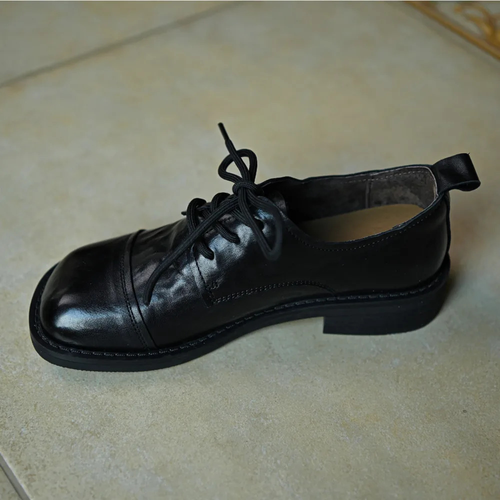 Womens cow leather carving British style laceup flats oxfords high quality soft comfortable Genuine Leather shoes woman 260208