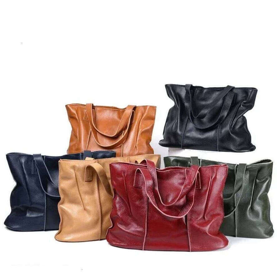 OLOEY Women's Large Capacity Cowhide Handbag Female Retro Fashion Luxury Bags Ladies Real Natural Cow Leather Shoulder Bag For Lady Advanced Sens