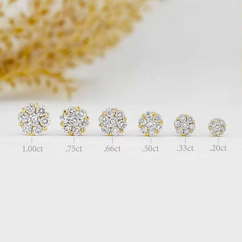Hip Hop Jewelry Iced Out Moissanite Flowers Fashion Sterling Silver 925 Stud Earrings Women Luxury