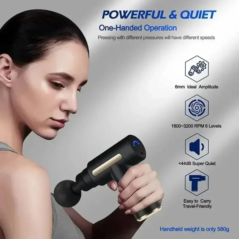 Portable Fascia Massage Gun Deep Tissue Mini Neck Foot Massage Gun Lightweight Adjustable Speed Whole Body Massage Equipment 260129