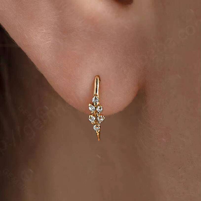 Gemnel Statement 925 Sterling Silver Cluster Diamond Threader Stud Earring