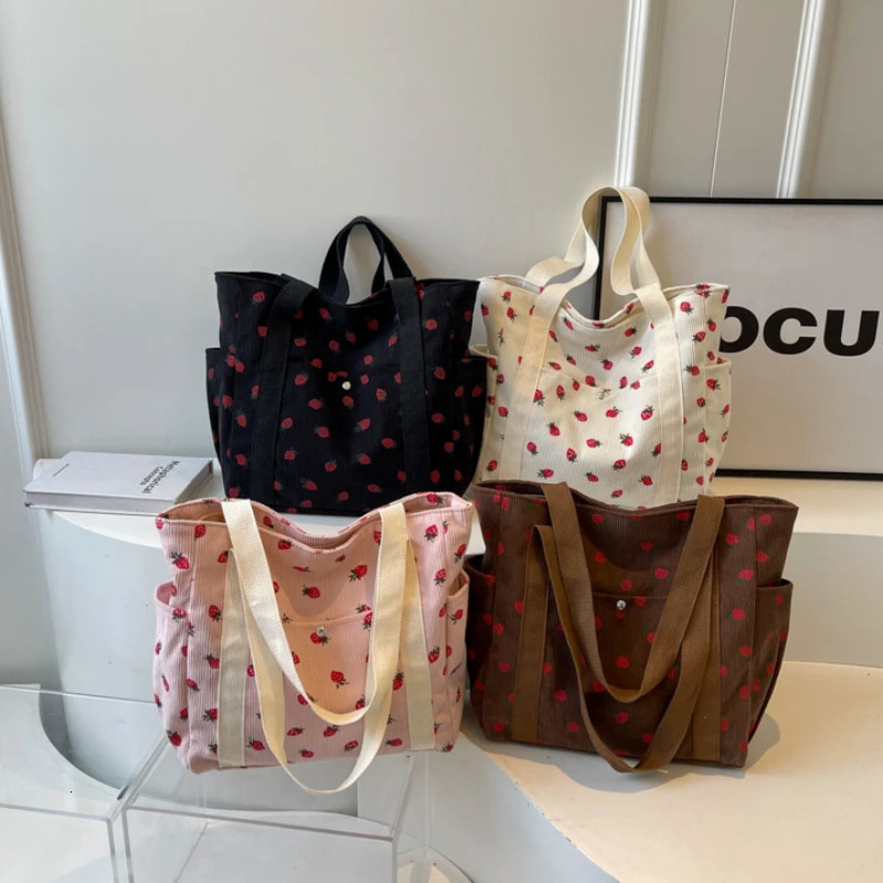 Fresh Sweet Girl Handbag Fashionable High end Corduroy Printed Shoulder Bag Leisure Shopping Womens Underarm Bag260128