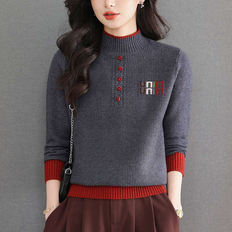 Women's Designer Fashion Winter Tops New Trendy Sweaters Fashionable Stylish Half Turtleneck Base Shirt Slimming