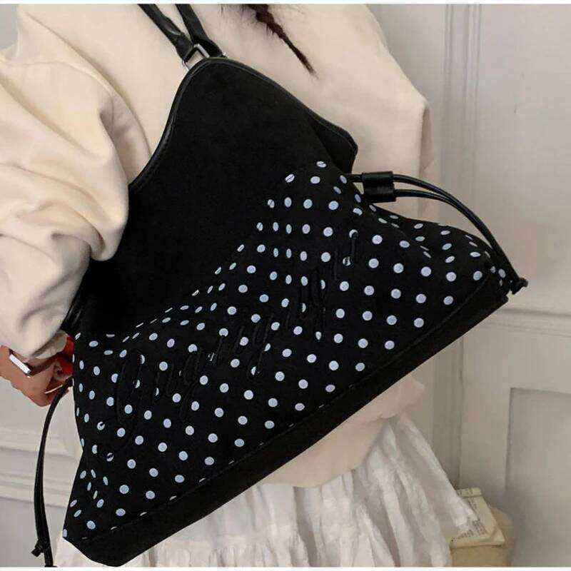 Women's Shoulder Bag Y2k Fashion Sweet Polka Dot Handbag Korean Casual Versatile Leopard Print Brown Frosted Tote Bags C260207