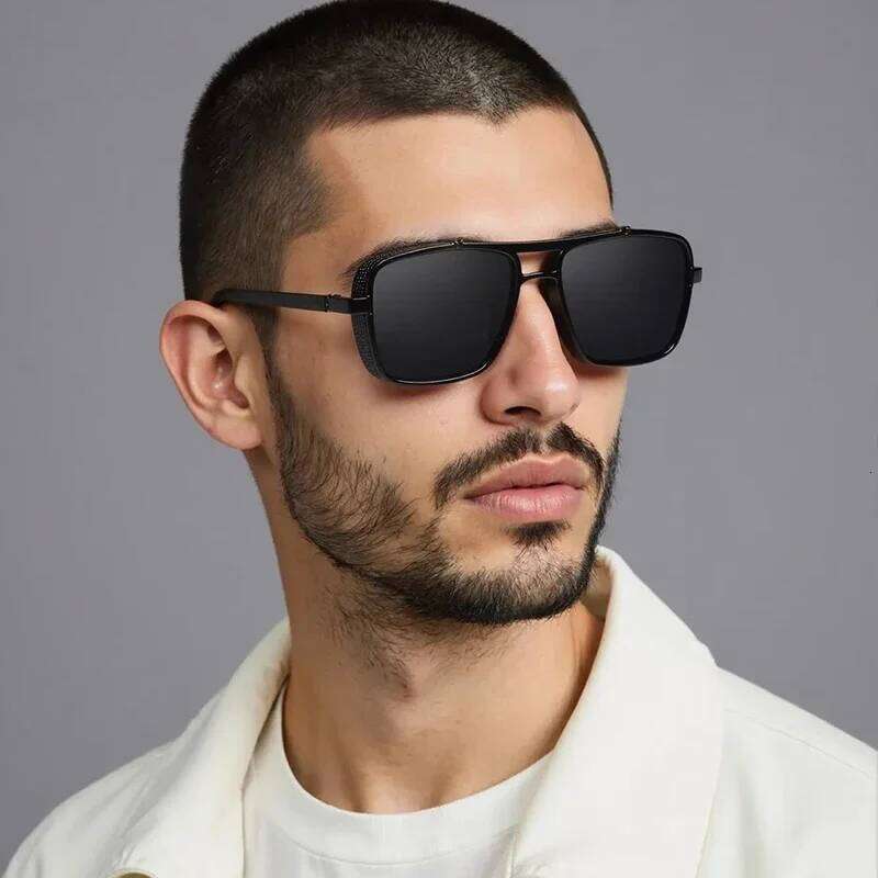 Luxury Rectangle Men's Sunglasses Retro Metal Steam Punk Sun Glasses Male Classic Outdoor Driving Shades Summer UV400 Eyewear Y260207