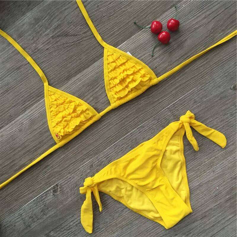 Children Swimwear Baby Cute Girls Split Two Pieces Swimsuit Bathing Suit Beachwear Kids Falbala Bikini 4 Colors C260207