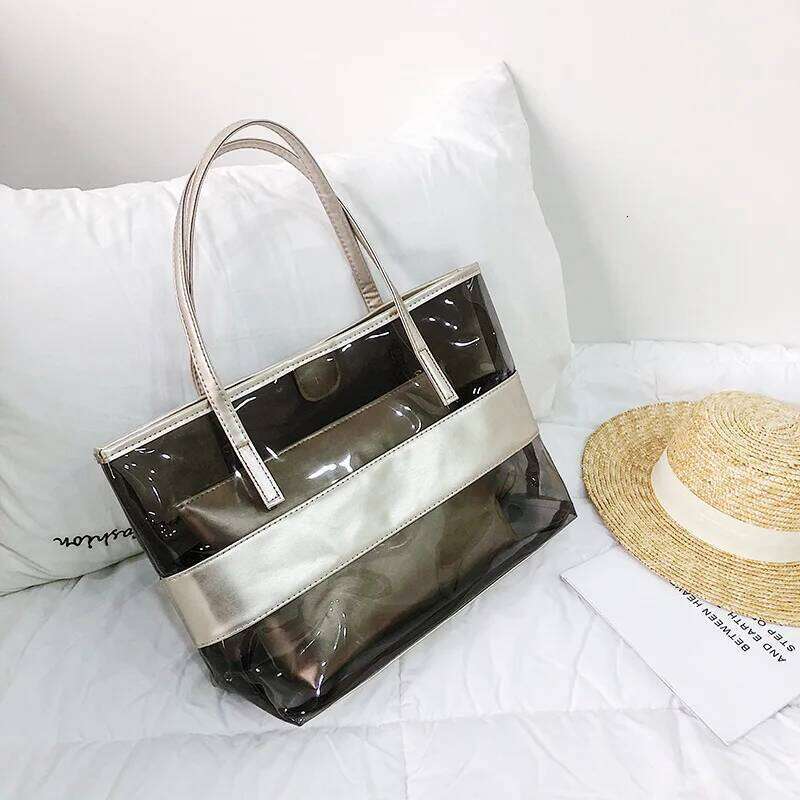 PVC European and American Fashion Women's Waterproof Transparent Crystal Jelly Shoulder Mother-in-law Beach Bag C260207