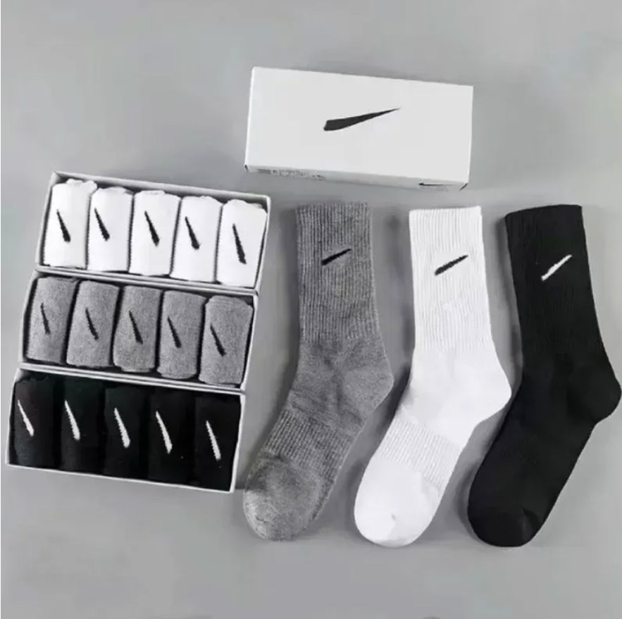 socks designer womens mens socks luxury sports socks pure cotton black white grey classic stockings midlength high socks 5 pairs