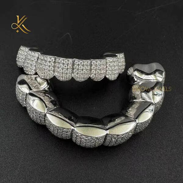 Luxury Moissanite Diamond Teeth Grillz 925 Sterling Silver Mouth Jewelry Perfect For Men And Women Looking For Trendy Bold Look