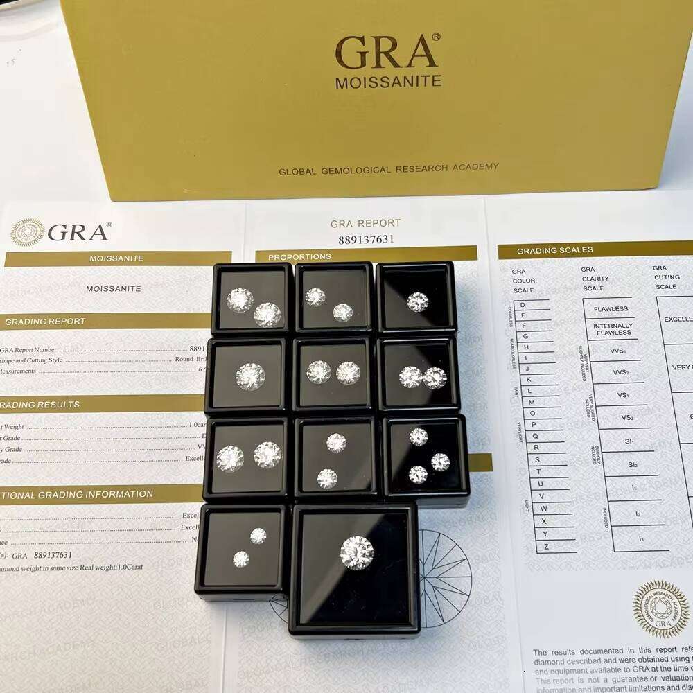 Wholesale Lab Grown Stone 6.5Mm White Moissanite Diamond Price Per Carat Engagement Ring Earring Jewelry