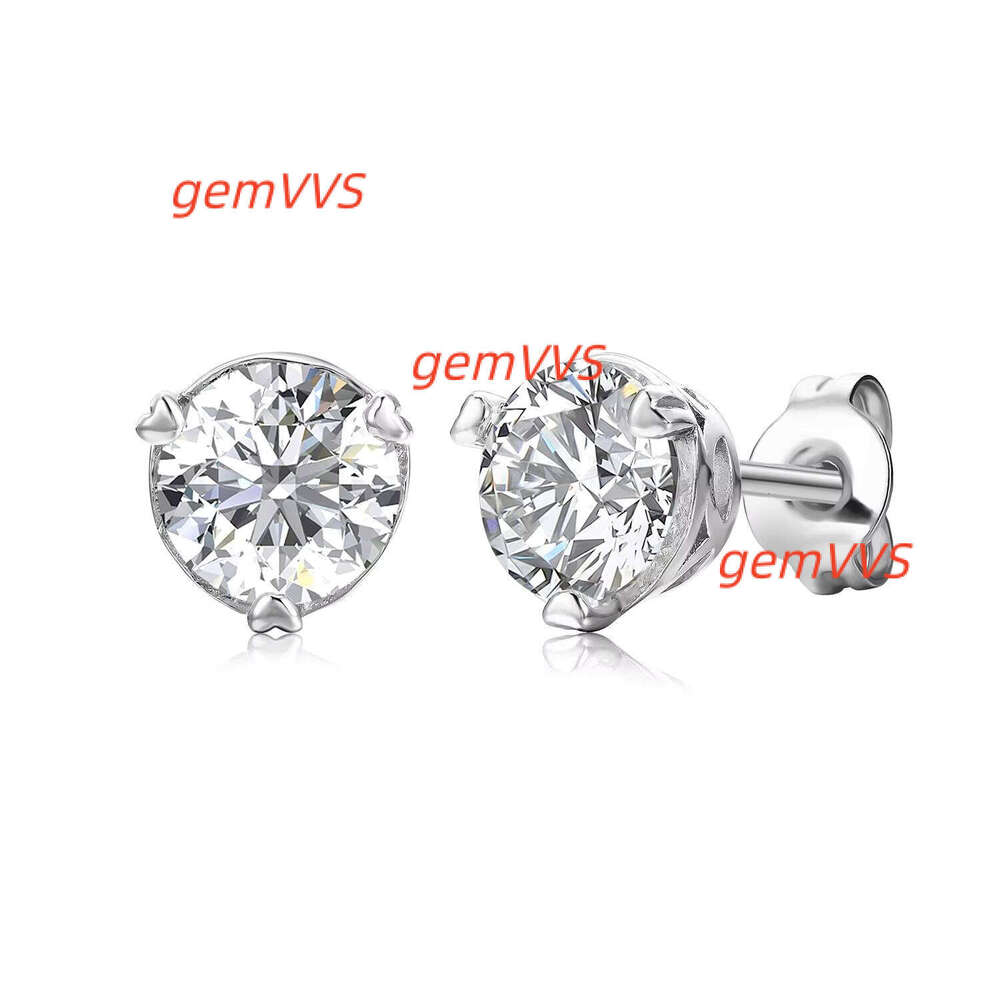 New Perfect White Moissanite Diamond Fine Jewelry 925 Sterling Silver Classic Solitaire Stud Earrings Destiny Jewellery