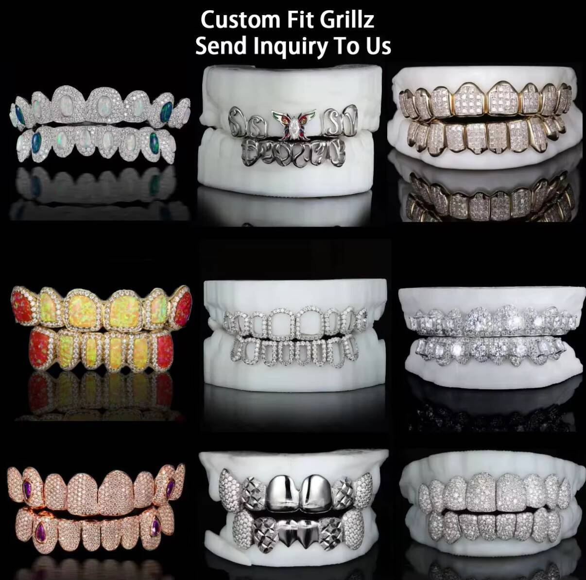 Stylish White Gold Moissanite Diamond Grillz with Vivid Sparkle High End Design and Polished Shine Jewelry