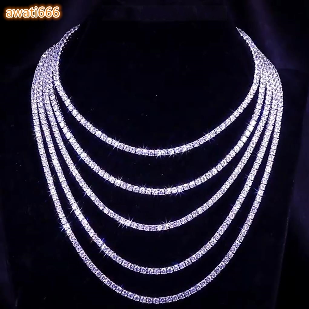 Fashion Trendy Brass 18K Gold Plated 2mm/3mm/4mm/5mm/6mm Silver Moissanite VVS Tennis Chain Necklace