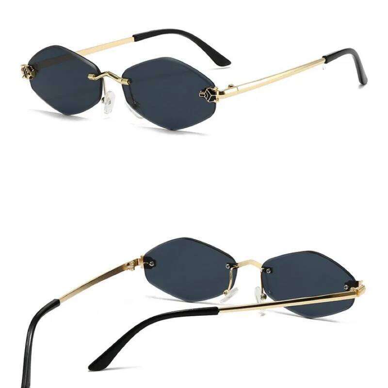Frameless Cut Edge Diamond Shaped Personalized Leopard UV Resistant Small Frame UV400 Sunglasses New Y260207