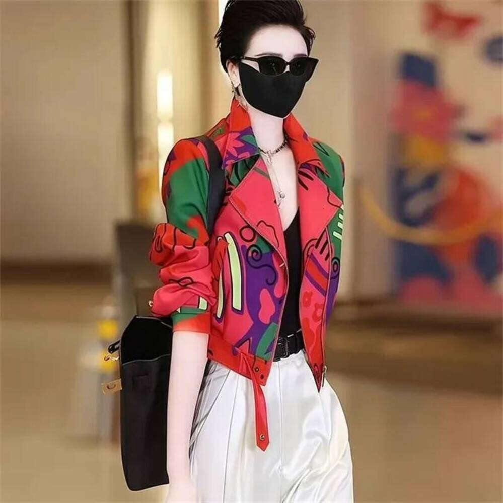 ZHE HAN Women Jacket 2025 New Female Short Coat Fashion Printing Jackets Ladies Xiaoxiangfeng High-End Coats With Lining Overcoat Lady