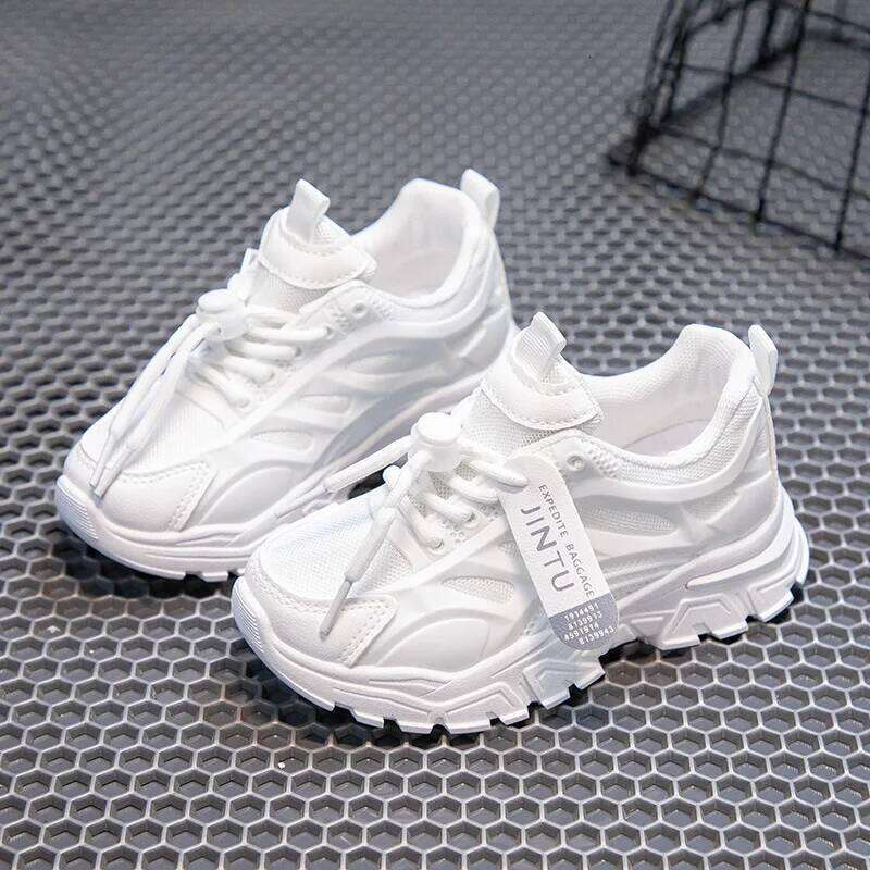 Spring Autumn Girls Low Top Sneakers Children Fashion Daddy Boys Breathable Gradient Color Front Lace Up Running Shoes H260207