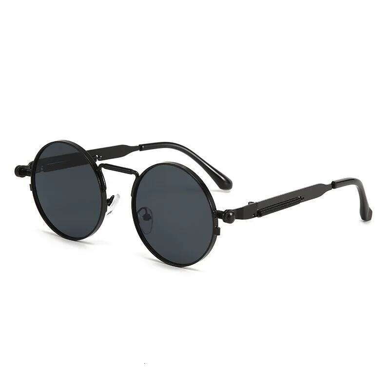 New Retro Men Punk Style Sunglasses Black Round Metal Frame Women Fashion Sun Glasses UV400 Eyewear Y260207