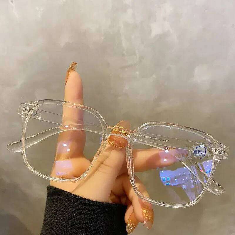 Square Polygon Frame Plain Fashion Lenses Blocking Glasses Black Transparent All Can Match Men Women Y260207