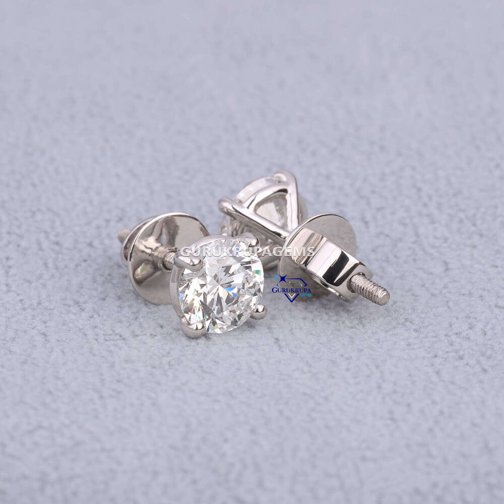 925 Sterling Silver Moissanite Diamond Round Cut Stud Earrings Stylish Fine Jewelry Men Women Trendy Design For Wedding Gift