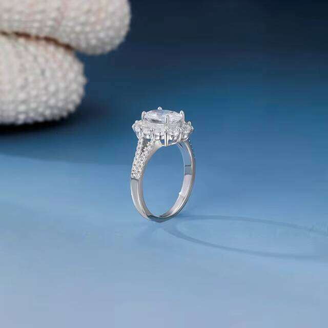 NATUNA Wholesale Romantic 925 Sterling Silver 2Ct Oval Moissanite Engagement Ring For Women