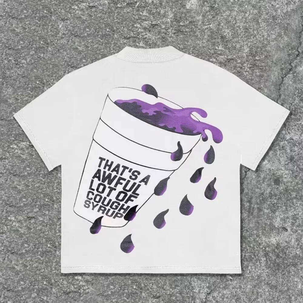 2025 That's A Awful Lot of Cough Syrup Po Up Graphic Cotton T-Shirt Unisex Harajuku Vintage Streetwear Men Clothing Shirts Tees C260207