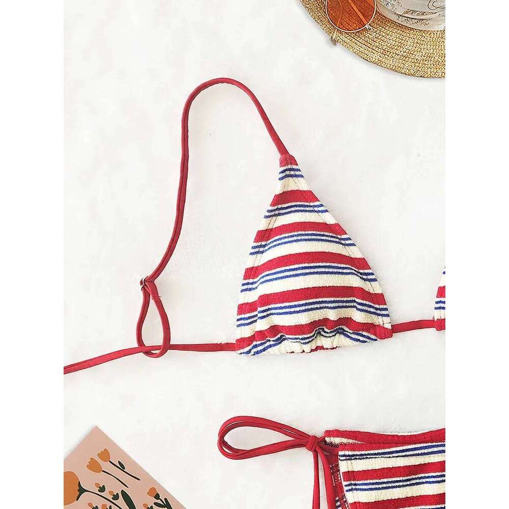 Women's Sexy Push-Up Two-Piece Swimsuit 2025 Bathing Suit Micro Beachwear Stripe Bikini Set Swimwear Trendy Mciro C260207