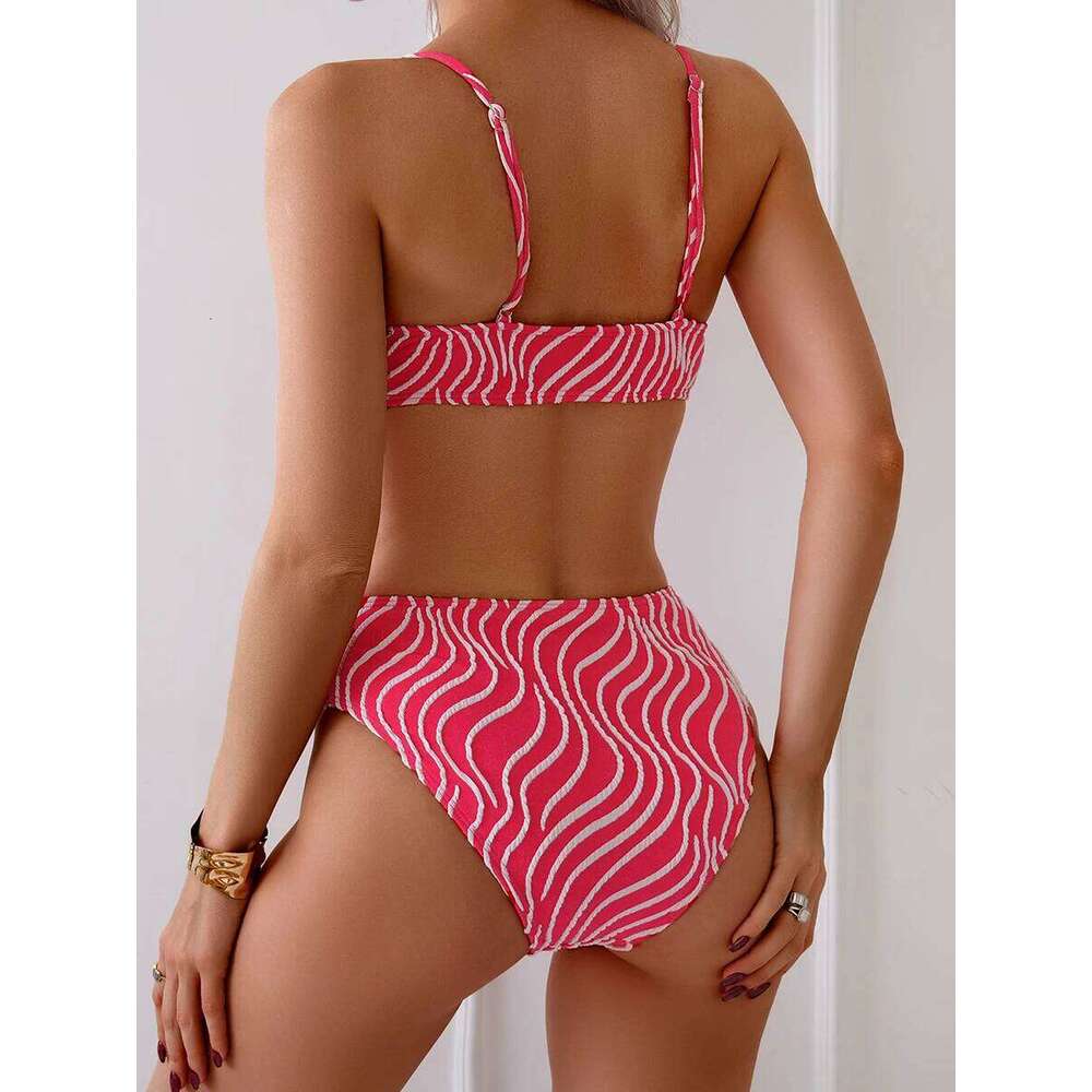 High Waist Bikini 2025 Women Strappy Swimsuit Sexy Striped Swimwear Female Bathers Bathing Swimming Swim Suit Beachwear C260207