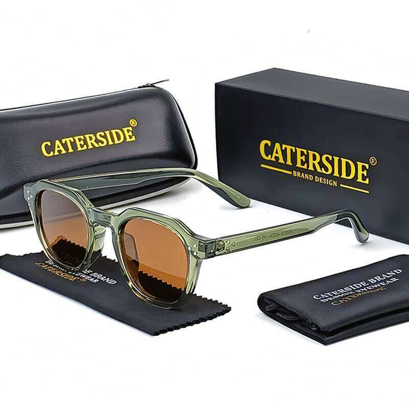 CATERSIDE Retro Polarized Men Sunglasses Acetate Temple / TR90 Frame Sun Glasses Women High Quality Sport Driving Travel Eyewear Y260207