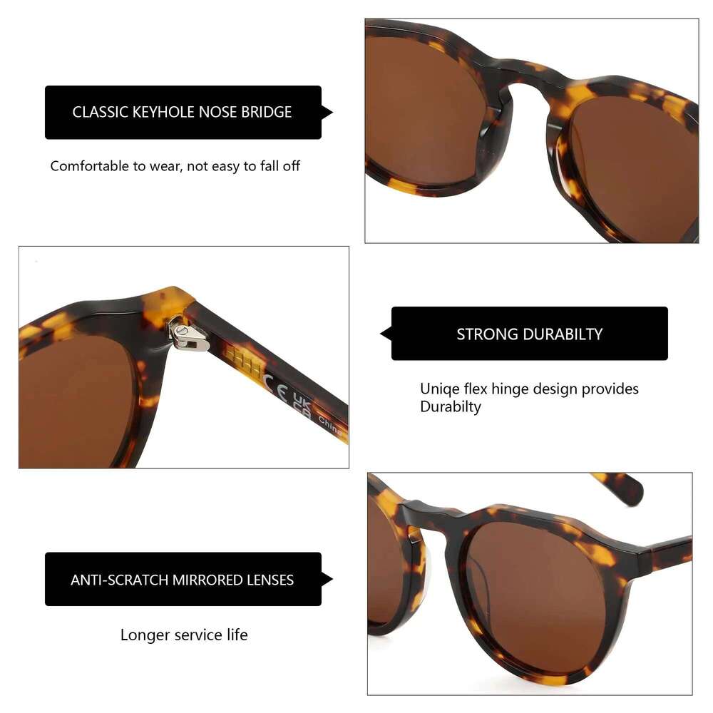 ZENOTTIC 2025 Vintage Acetate Polarized Sunglasses Women Men Luxury Brand Designer High Quality Retro Round UV400 Sun Glasses Y260207