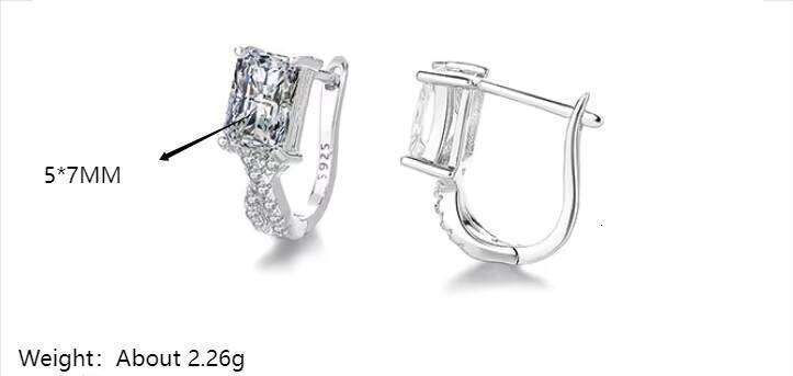 Sparkly Radiant Cut 5*7Mm VVS Moissanite U Shaped Hoop Earrings S925 Silver Hypoallergenic Claw Setting Jewelry For Women 12/15