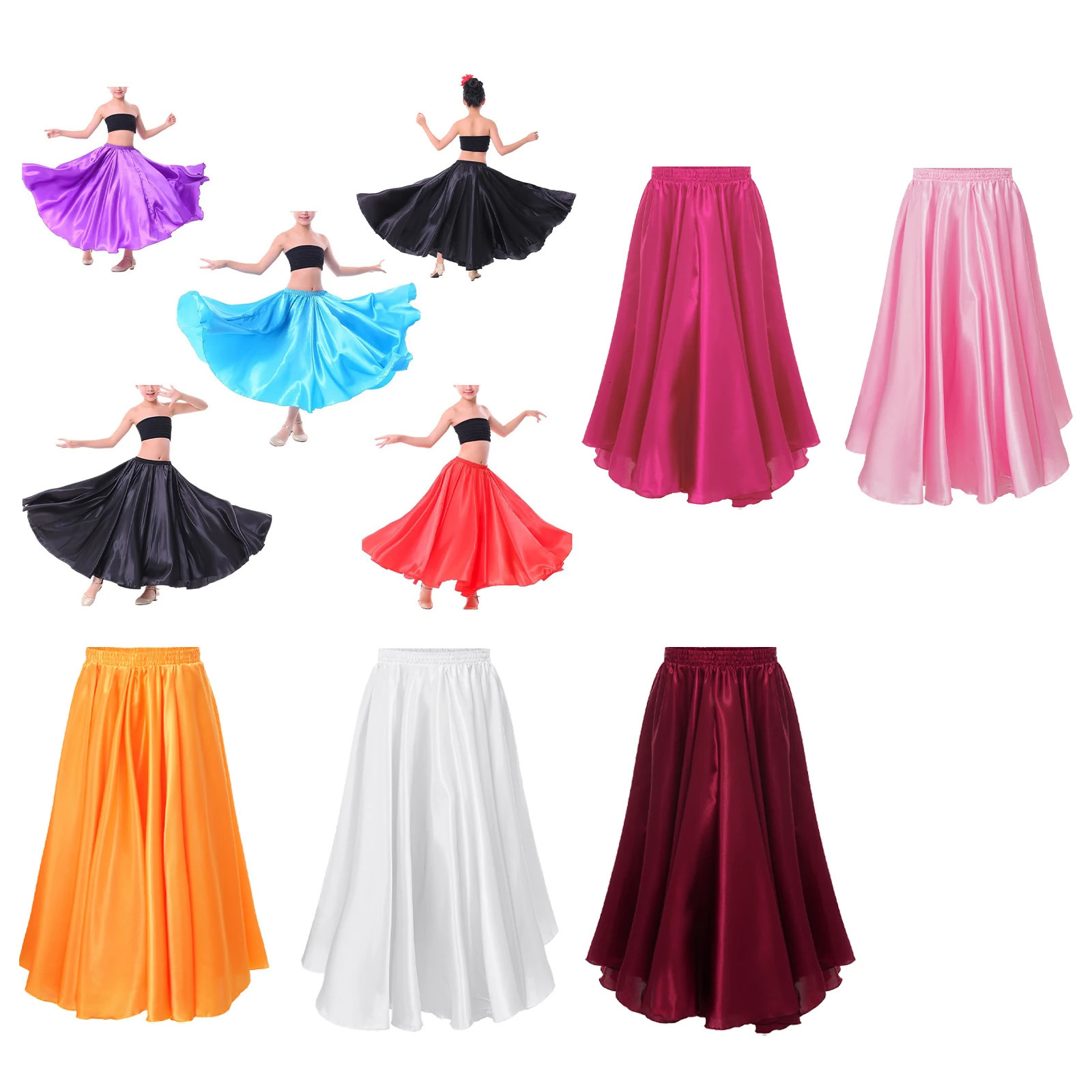 Teen Girls Chiffon 360 Degree Big Maxi Skirt Spanish Paso Doble Bullfight Dance Skirts Ballroom Flamenco Latin Tango Dancewear 260207