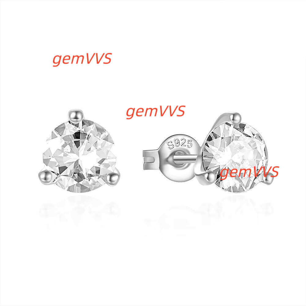 925 Sterling Silver 6Mm Round Brilliant Cut Moissanite Three Jaws Setting CZ Stone Zircon Earring Studs Earrings For Girl