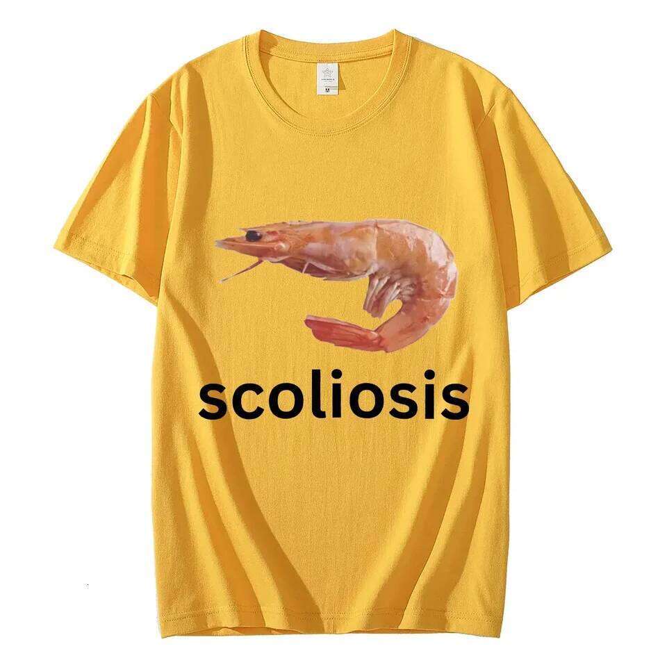 Scoliosis Funny Shrimp Meme T-shirt Unisex Fashion Casual T-shirts Summer Short Sleeve Streetwear Women T Shirts C260207