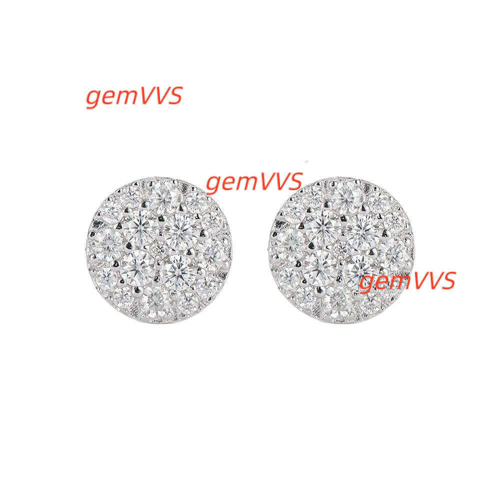 Pass Tester GRA Certified VVS Diamond Iced Out 925 Sterling Silver Jewelry Moissanite Stud Earrings