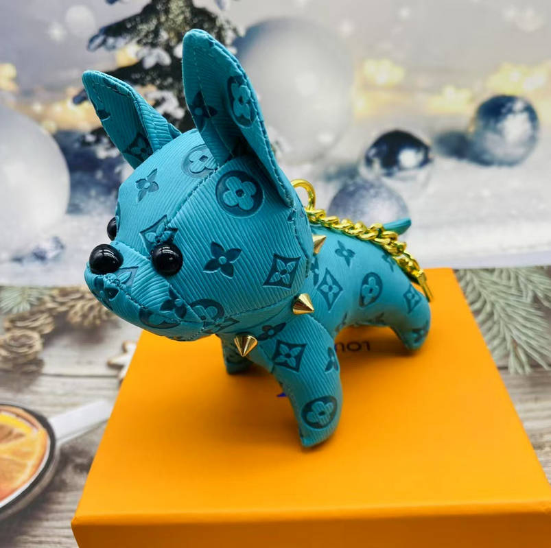 Brand Designer Letters Cartoon Animal Small Dog Creative Chain Accessories Key Ring PU Leather Letter Pattern Car Keychain Jewelry Gifts Accessories xc4